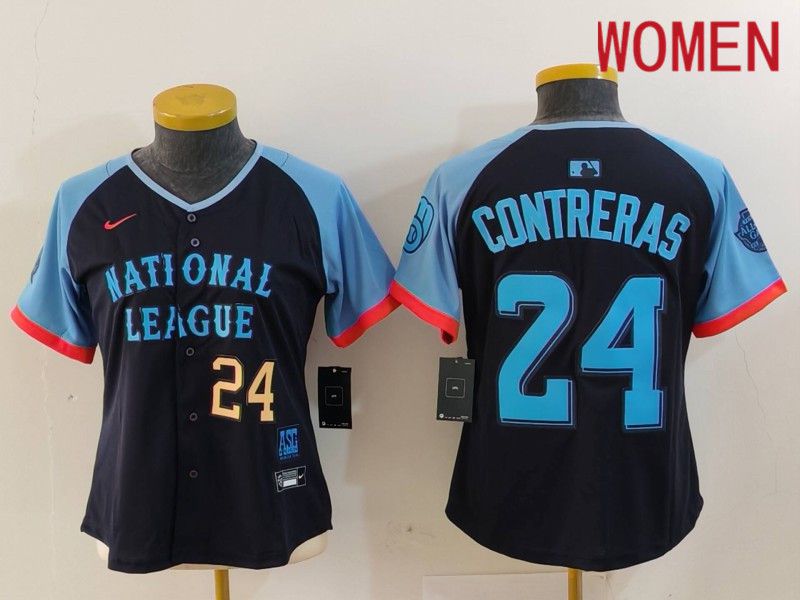 Women Milwaukee Brewers #24 Contreras Blue All star 2024 Nike MLB Jersey style 4->women mlb jersey->Women Jersey